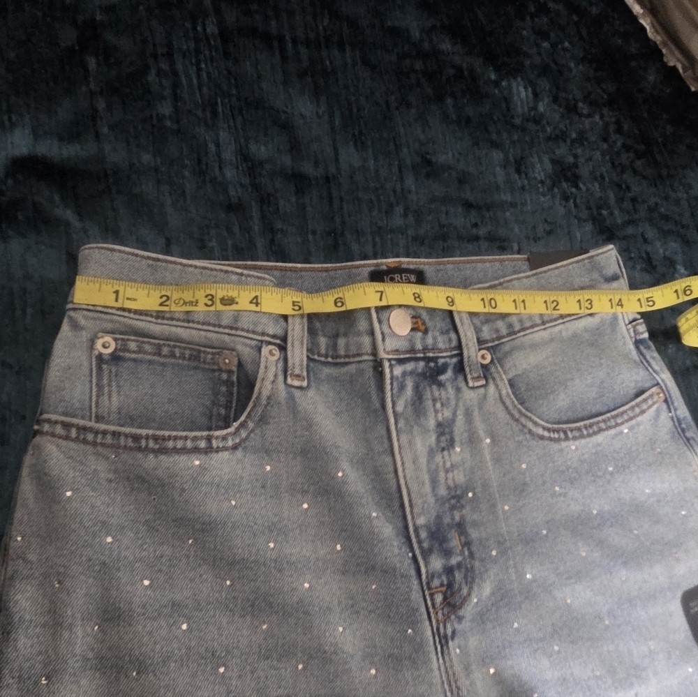 Women’s Rhinestone Wide Leg Jeans Slim Fit Embellished High Waist Denim Y2K S:28 - Picture 5 of 7